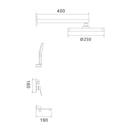 Душевая система Shevanik S4335T встраиваемая в стену цвет оружейная сталь - фото 3