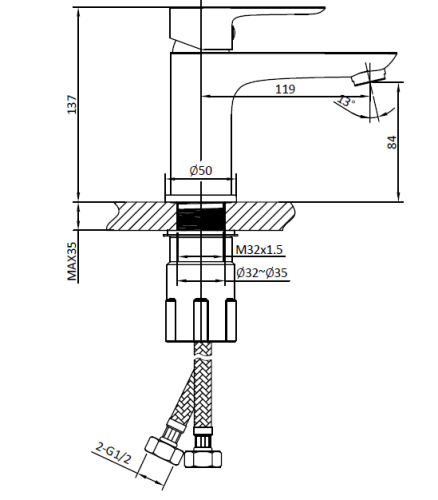 Смеситель AltroBagno Diretto AltroBagnoDiretto0107Bi на раковину белый - фото 2