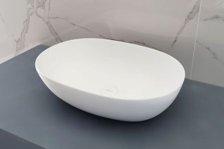 Раковина из искусственного камня Abber Stein AS2636 60х40 накладная цвет белый без отверстий под смеситель