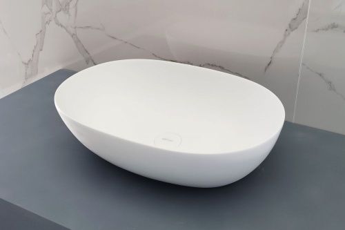 Раковина из искусственного камня Abber Stein AS2636 60х40 накладная цвет белый без отверстий под смеситель - фото 5