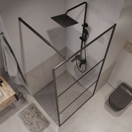 Душевая перегородка Niagara Nova NG-688-90BLACK 90х195 стекло с рисунком профиль черный