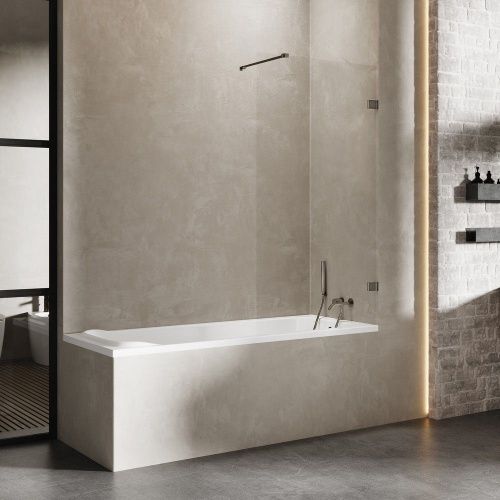 Душевая шторка на ванну New Trendy AVEXA Gunmetal brushed EXK-3520-WP 100х150 стекло прозрачное профиль оружейная сталь ориентация универсальная - фото 2