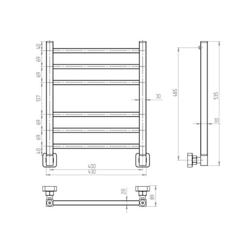 Полотенцесушитель водяной Indigo Aletto LALWPF50-40 45х55 хром - фото 5