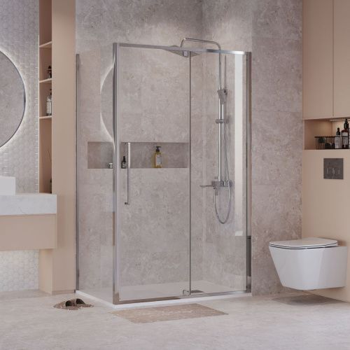 Душевой уголок Niagara Nova NG-66-12A-A90-34 120х90 стекло прозрачное профиль хром без поддона - фото 2