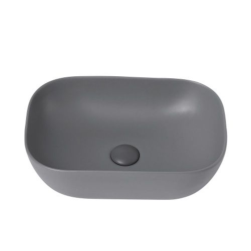 Раковина керамическая Abber RECHTECK AC2200MG 50х30 накладная цвет серый без отверстий под смеситель - фото 2