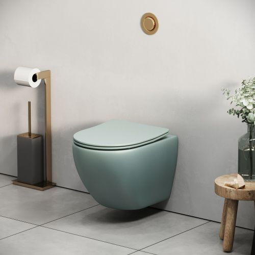 Унитаз подвесной Grossman Color GR-4455MNMS мятный с сиденьем безободковый каскадный смыв - фото 5