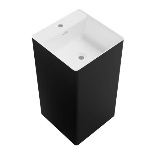 Раковина акриловая Wellsee Pure BY Wellsee 230716000 50х50 напольная цвет белый/черный 1 отверстие под смеситель - фото 2