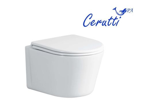 Унитаз подвесной Cerutti SPA CT9666 белый с сиденьем микролифт безободковый каскадный смыв - фото 2