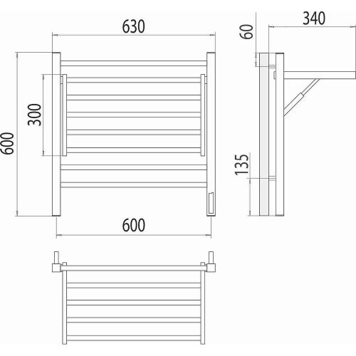 Полотенцесушитель электрический Terminus 4670078543424 65х60 хром - фото 3