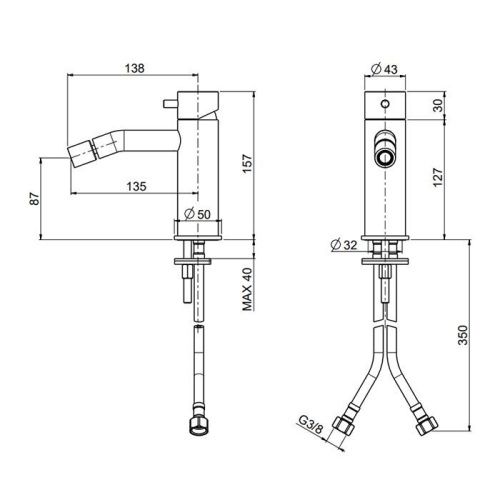 Смеситель QuadroDesign Source 1235AS на биде нержавеющая сталь - фото 2