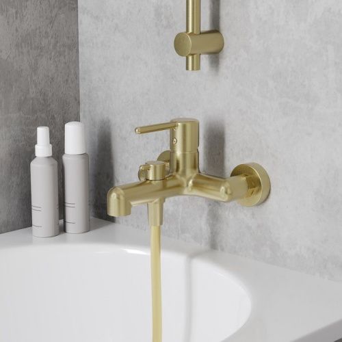 Смеситель для ванны и душа IDDIS Aiger AIGMG00i02WA настенный золото - фото 2