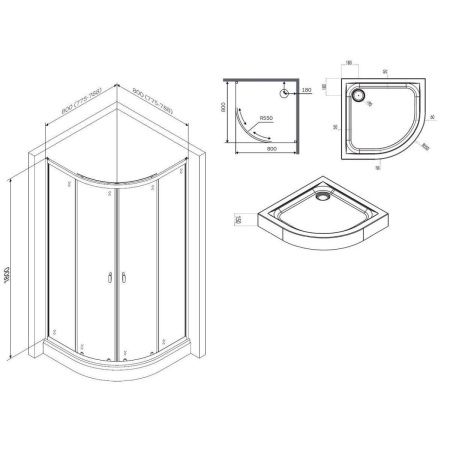 Душевой уголок Am.Pm X-Joy W88E-205-080MT64 80х80 стекло прозрачное профиль хром с поддоном
