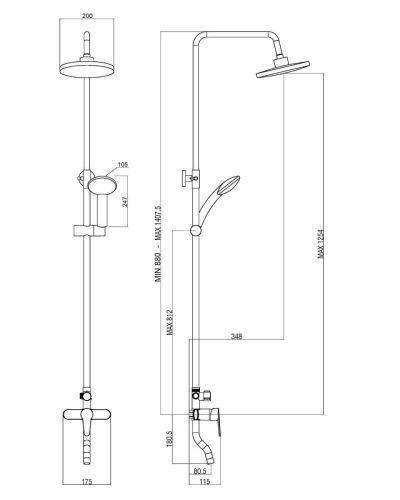 Душевая стойка OneLife P01-911b настенная цвет черный - фото 5