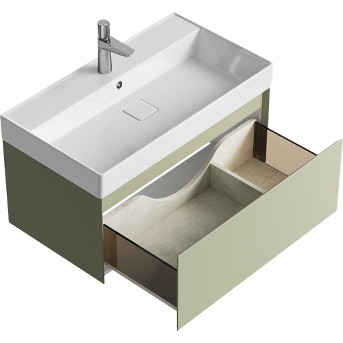 Тумба под раковину Aqwella Y GE01081SH 80х50 подвесная цвет зеленый - фото 2