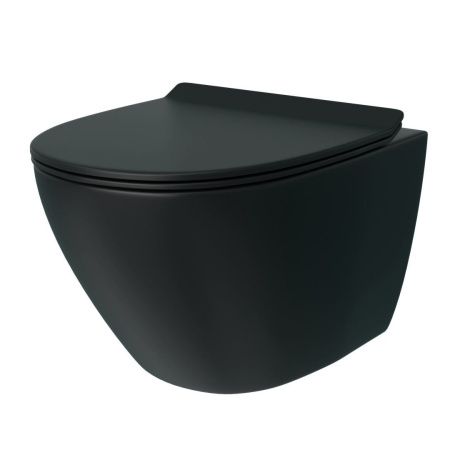 Унитаз подвесной Teymi Lina T40114 черный с сиденьем микролифт безободковый смыв торнадо