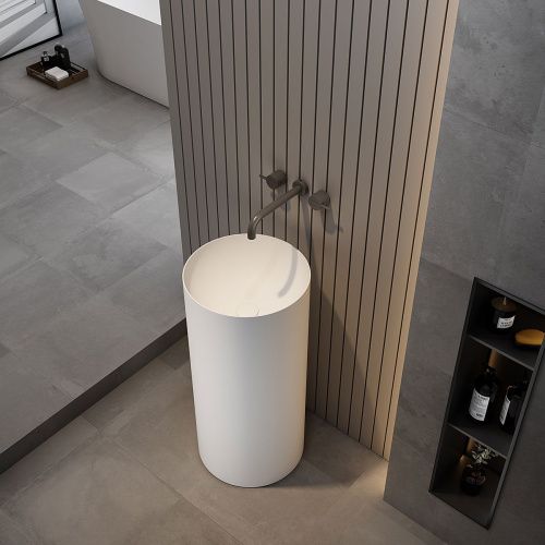 Раковина из искусственного камня Vincea VBS-6SP01MW 40х40 напольная цвет белый без отверстий под смеситель - фото 3