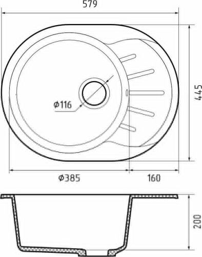 Кухонная мойка Granfest Rondo R-580L песочный 60х45 цвет бежевый поверхность матовая - фото 3