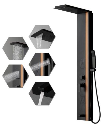 Душевая панель Cerutti SPA CT10400 настенная цвет черный - фото 5