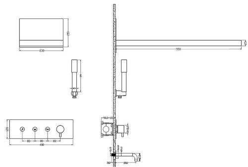 Душевая система Boheme Fusion 130-2-MG встраиваемая в стену цвет золото - фото 2