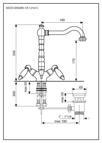 Смеситель Emmevi Deco Ceramic 121613/BR на раковину бронза - фото 2