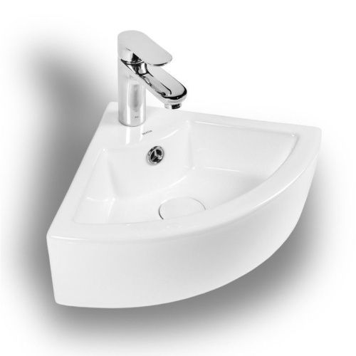 Раковина из сантехнического фарфора Bond Corner S91-320 33х33 подвесная цвет белый глянцевый 1 отверстие под смеситель - фото 4