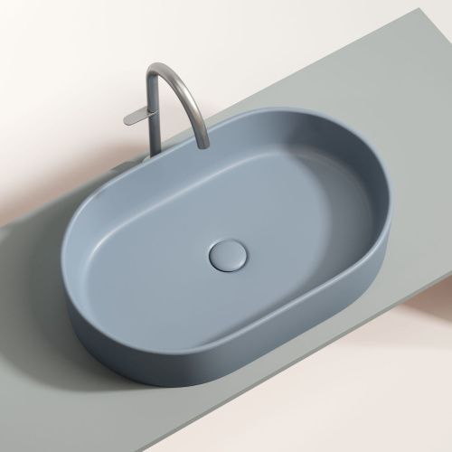 Раковина из сантехнического фарфора Ceramica Nova ELEMENT CN6048MHL 60х40 накладная цвет голубой без отверстий под смеситель - фото 4