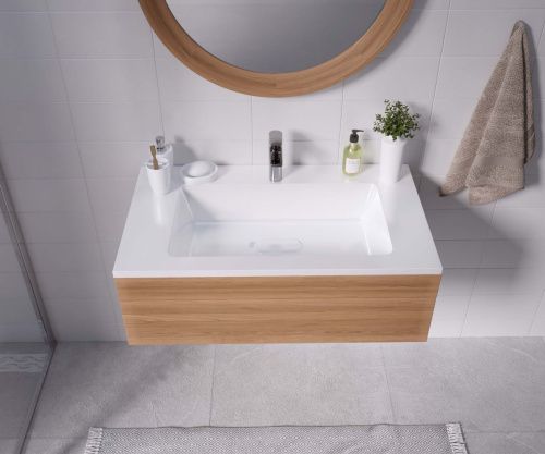 Раковина из литьевого мрамора Uperwood Modul 2911020340 77х45 полувстраиваемая цвет белый - фото 3