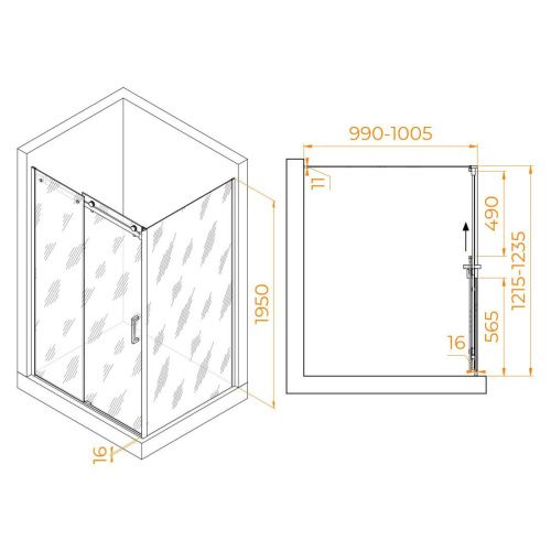 Душевой уголок RGW Tornado 02074420-11 120х100 стекло прозрачное профиль хром без поддона - фото 2