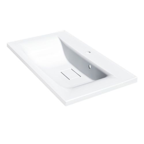 Раковина из искусственного камня Vincea VCB-3M800W 80х50 встраиваемая цвет белый 1 отверстие под смеситель - фото 3