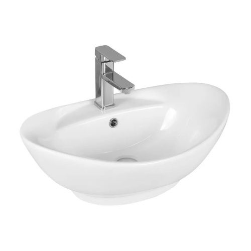 Раковина из сантехнического фарфора Cerutti SPA CR7003 60х40 накладная цвет белый 1 отверстие под смеситель - фото 3