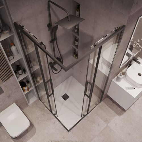 Душевой уголок Grossman Cosmo 300.K33.02.9090.21.00 90х90 стекло прозрачное профиль черный без поддона - фото 4