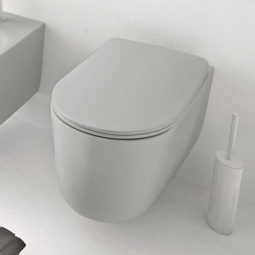 Чаша унитаза подвесная Kerasan Nolita 531459 цвет светло-серый без сиденья безободковая каскадный смыв