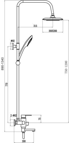 Душевая стойка Fmark FM2402 настенная цвет хром - фото 3