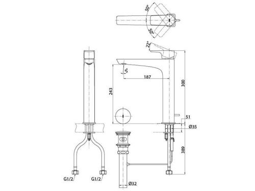 Смеситель для раковины Toto TLG07305R на столешницу хром - фото 2
