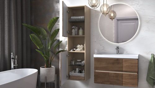 Шкаф-пенал Velvex Mondi 307 акация темная 40х150 подвесной цвет коричневый - фото 3