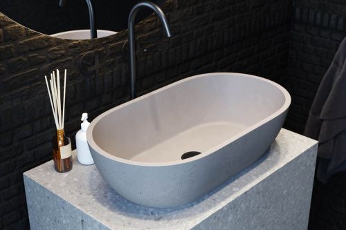 Раковина из искусственного камня Holbi MERCURY 2.02.009.44.4 60х40 накладная цвет серый - фото 2