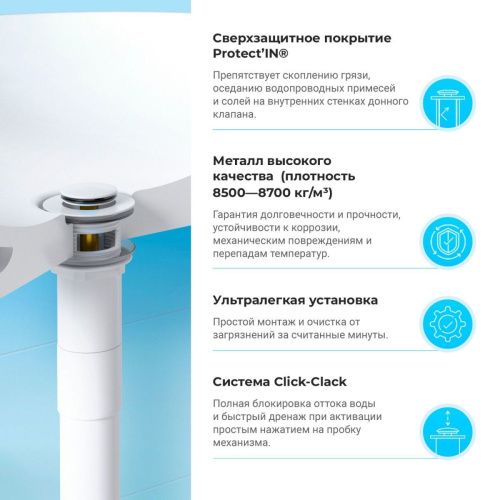 Донный клапан Wellsee Drainage System 182133000 белый - фото 5