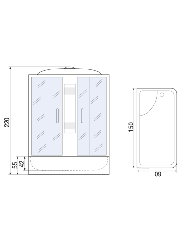 Душевой бокс River NARA 10000003025 150х80 стекло матовое профиль хром - фото 2