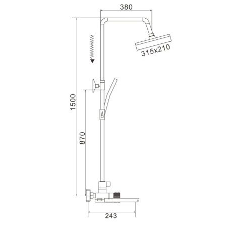 Душевая стойка Rose R1896T настенная цвет серый с термостатом