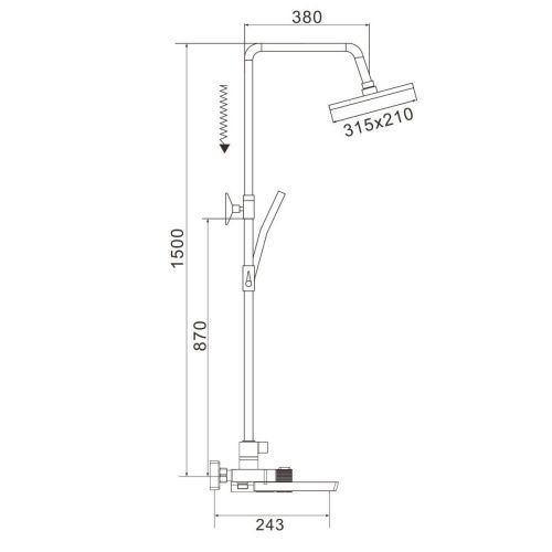 Душевая стойка Rose R1896T настенная цвет серый с термостатом - фото 3