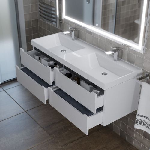 Тумба под раковину Uperwood Tanos 2910203303 120х50 подвесная цвет белый - фото 4