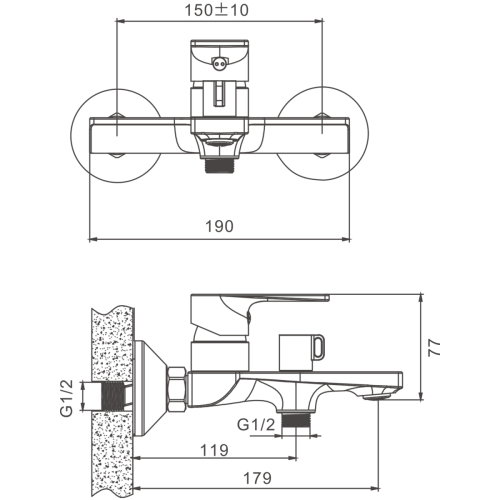 Смеситель для ванны и душа BELZ B60679 настенный хром - фото 2