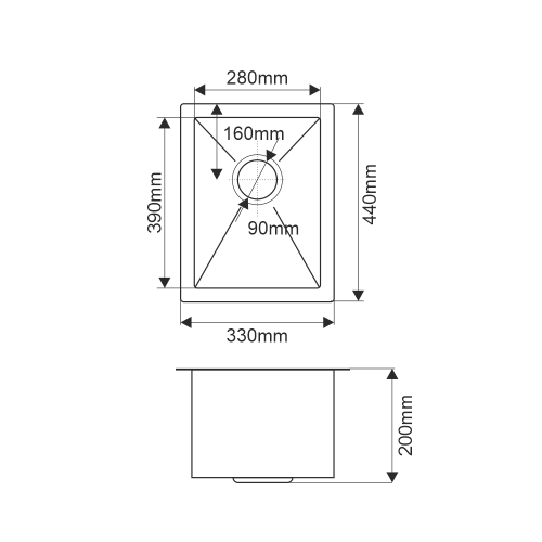 Кухонная мойка Melana ProfLine MLN-R3344H 35х45 цвет серый поверхность матовая - фото 4