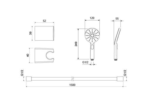 Душевой гарнитур Aquatek ОБЕРОН AQ2033CR настенный хром - фото 3