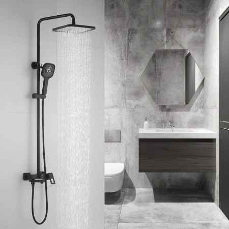 Душевая стойка Shevanik S8236H настенная цвет черный