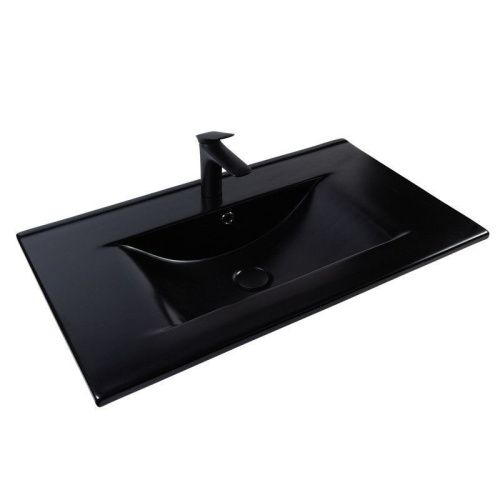 Раковина из сантехнического фарфора Bond Cube S05-808 80х50 встраиваемая цвет черный 1 отверстие под смеситель