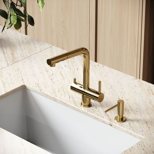 Смеситель для кухни Sancos Spin SC4015ZG на мойку золото - фото 3