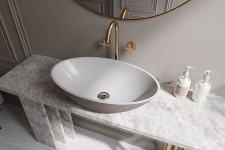 Раковина из искусственного камня Holbi DIONE 1.02.006.11.1 60х40 накладная цвет белый без отверстий под смеситель