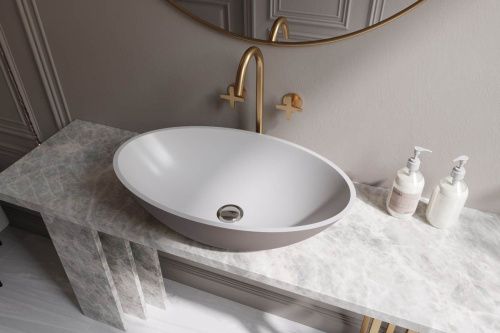 Раковина из искусственного камня Holbi DIONE 2.02.006.44.4 60х40 накладная цвет серый - фото 2