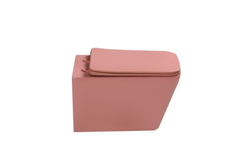 Унитаз подвесной SantiLine SL-5007P цвет розовый с сиденьем микролифт безободковый смыв воронка-водоворот - фото 3
